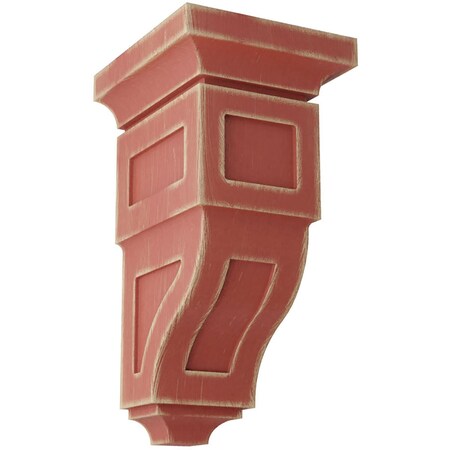 Ekena Millwork 6"W x 6 3/4"D x 12"H Large Reyes Wood Vintage Decor Corbel, Salvage Red CORWD06X06X12RYRD